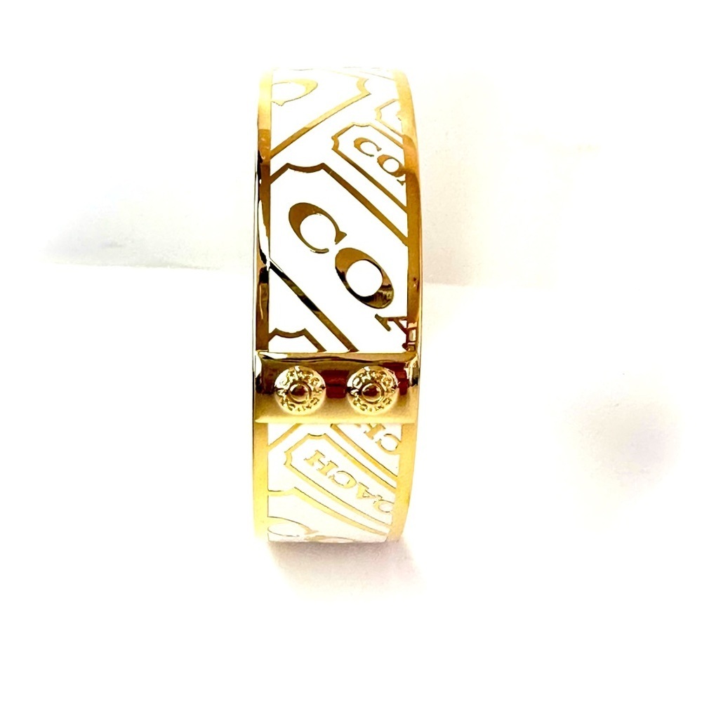 COACH Polished Gold & White Enamel Bangle Bracelet​ NEW​ - Picture 7 of 9